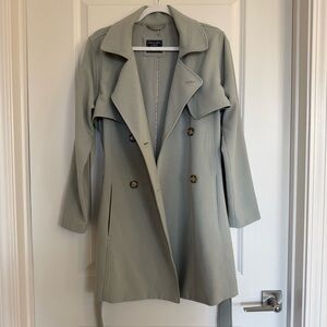 Abercrombie Double Breasted Trench Coat-Muted Mint Green